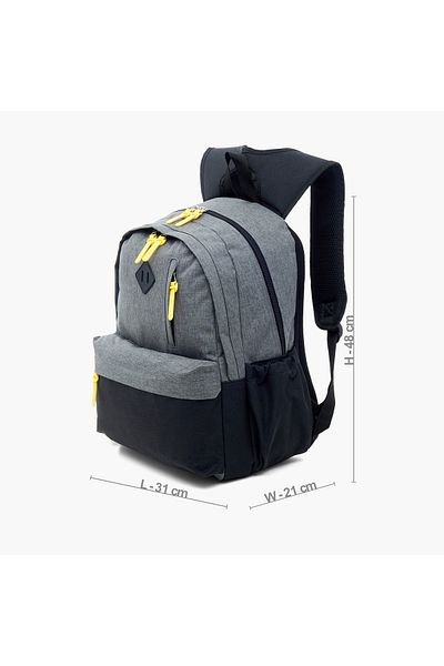 Juniors Panelled Backpack with Adjustable Straps and Zip Closure - 18 inches
