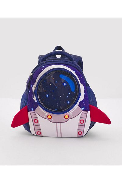Bonfino Bonfino Astronaut School Bag, Mesh Back Panel, Padded Adjustable Straps, Blue - 12 Inches