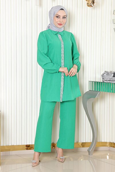 Missvalle Stone Detailed Suit Green Msw19195