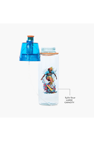 Juniors Graphic Print Sipper Water Bottle with Screw Lid and Handle - 580 ml