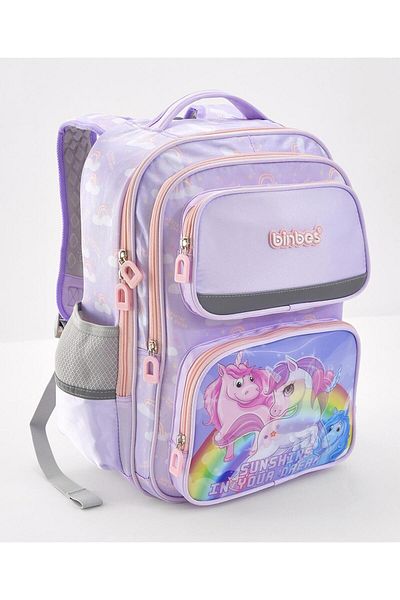 Bonfino Bonfino Unicorn Themed School Bag, Padded Shoulder Straps, Purple - 17 Inches