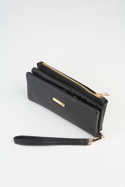 Vivaq Women's Black Large Size Removable Zippered Compartment Snap Closure Faux Leather Wallet