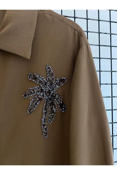Armine TREND Stone Detail Shirt Collar Tunic-25Yt466