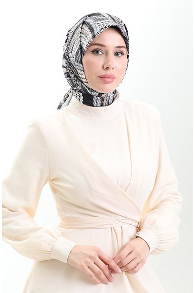 sefamerve Φουλάρι Karaca Rayon 81055-05 Μαύρο Λευκό