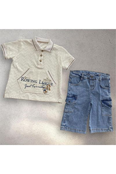 BİGÜMEX Boy's Summer Suit with Denim Shorts