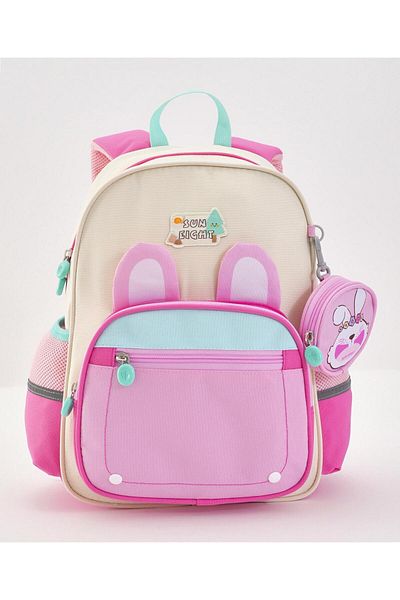 Bonfino Bonfino Rabbit Themed School Bag, Spacious Compartment, Pink - 14 Inches