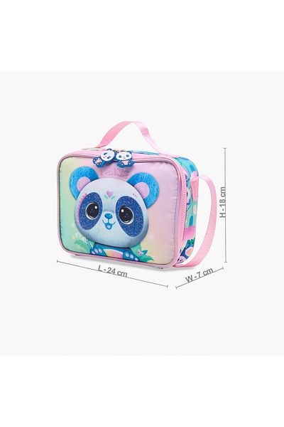 Juniors Panda Print Lunch Bag with Adjustable Strap and Zip Closure