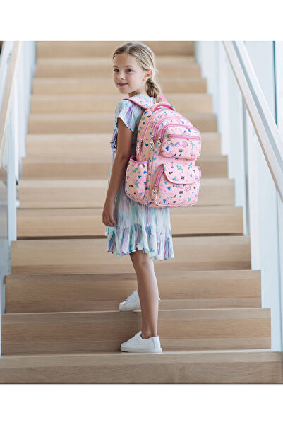 Bonfino Bonfino Bunny School Bag, Padded Shoulder Straps, Adjustable Fit, Pink - 19 Inches