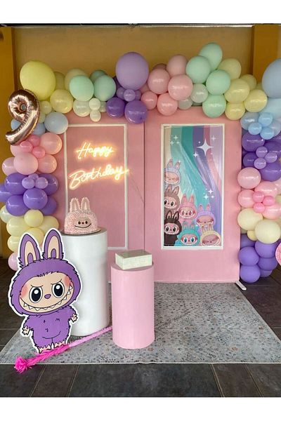 MERİ PARTİ Latex Balloons of Lababu Concept 100 Pcs Balloon Colors Labubu Balloon Chain Birthday