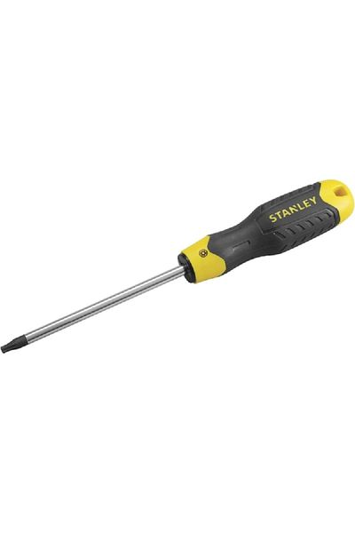 Stanley High Grade Chrome Vanadium Magnetic Tip Cushion Grip Screwdriver Black and Yellow T27 x 100mm