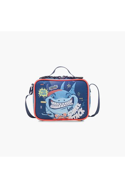 Juniors Shark Print Lunch Bag with Adjustable Strap and Zip Closure