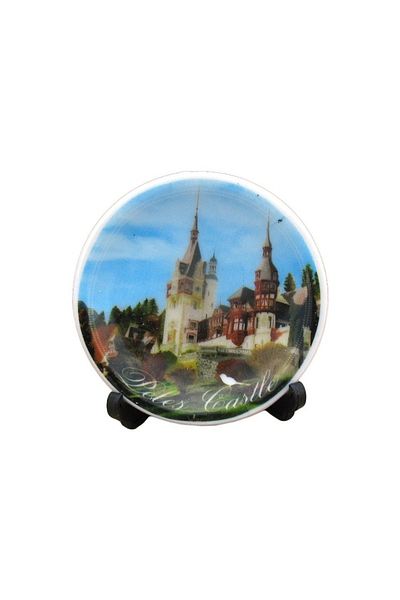 OEM Magnet decorativ Blusmart, Aplica farfurie ceramica Castelul Peles, 6x6 cm