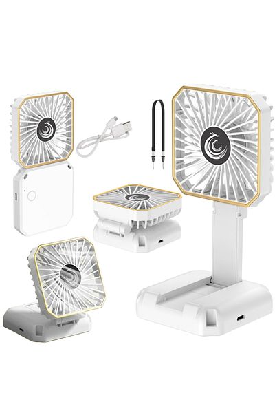 SprintMag Portable Desk Fan Neck Hand 3 Speeds Rechargeable Battery USB Charging Phone Holder