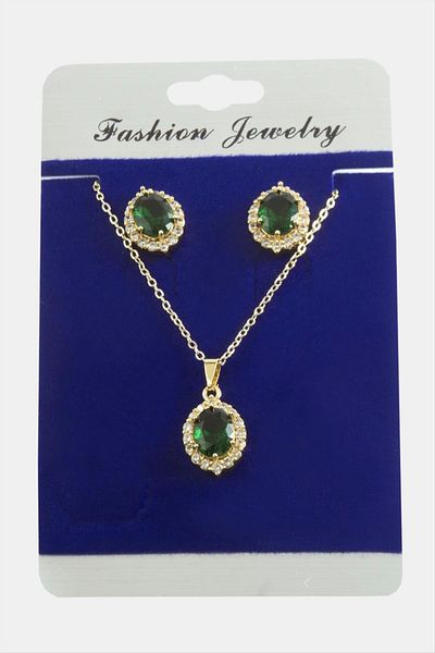 storeks Oval Zircon Stone Set Necklace