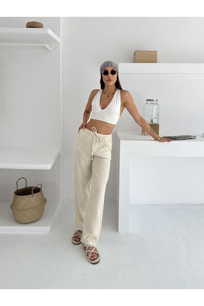MODAMOR High Waist Tie-Waist Baggy Pants