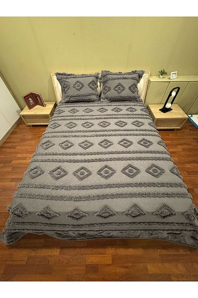 BlueMaison Boutique Chenille Oversized Bedspread Palace Anthracite