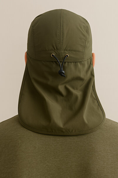 CosmoOutlet Khaki Legionnaire Hat for Land with Uv Protection Summer Enseble and Long Visor