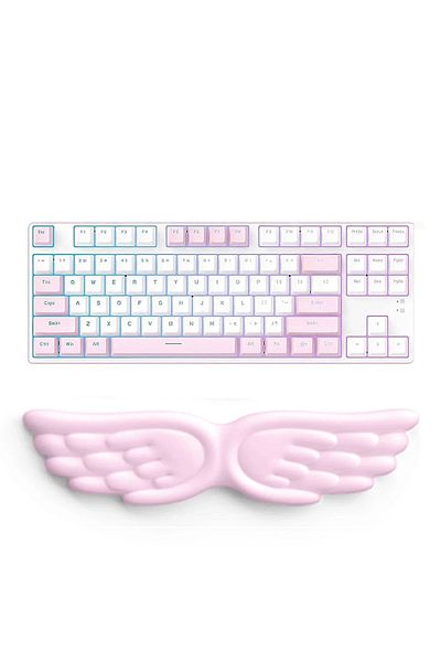 GoLite Suport pentru încheietura mâinii pentru tastatură roz în formă de aripă, confort ergonomic, spumă cu memorie, bază anti-alunecare, pernă pentru încheietura mâinii