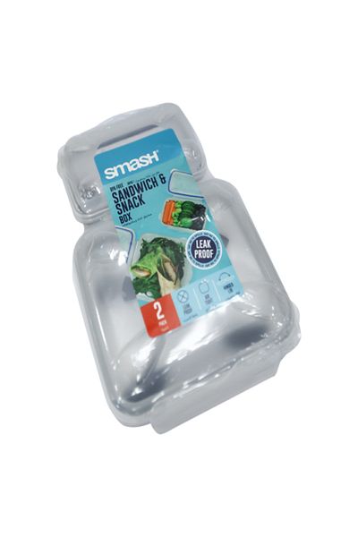 Smash 2-Piece Hinged Lid Leakproof Air Tight Sandwich and Snack Box