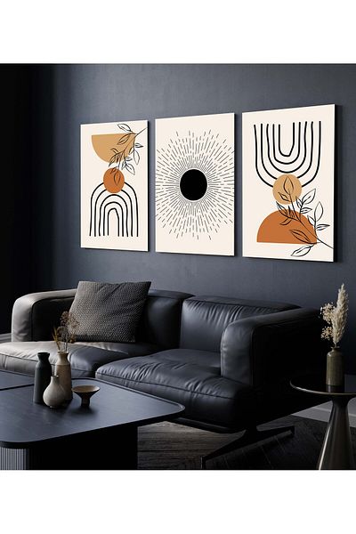 Hagen Pictură modernă Pictură de perete Pictură de bucătărie cu aspect de cadru Pictură din 3 piese Pictură boemă Calitate premium