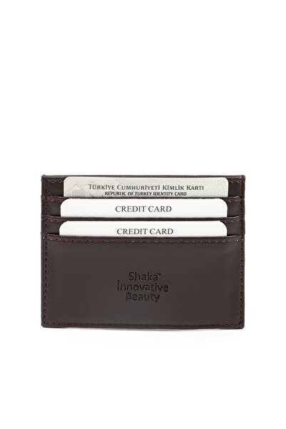 SHAKA Kahve Rengi SHK68 Unisex Suni Deri Süper İnce Model Kağıt Para Bölmeli ...