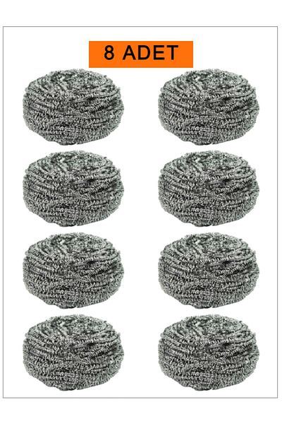 HB LİFE Economical Stainless Steel Dishwashing Wire Scrubbing Wire Toptel Scrubbing Wire 8 Pack Cleaning Sponge