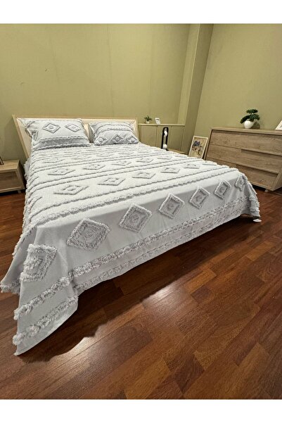 BlueMaison Boutique Chenille Oversized Bedspread Palace Gray