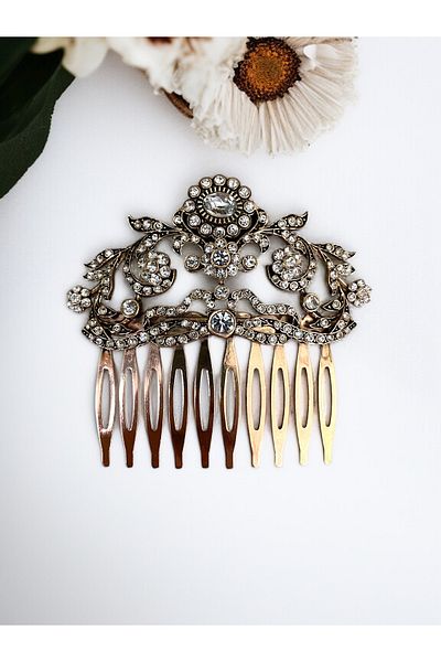 FAYRA ACCESSORIES Vintage Comb Bun Buckle with Crystal Stone