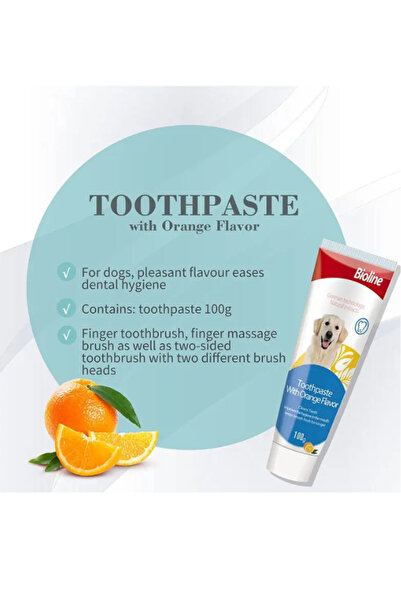 Bioline Bioline Dental Care Set for Pets - 100g Orange Flavor Oral Hygiene Kit