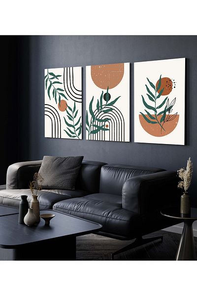 Hagen Pictură de perete cu aspect de cadru Pictură modernă Picturi de bucătărie Pictură din 3 piese Pictură boemă Calitate premium