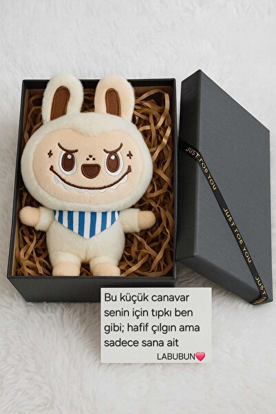 Duman Labubu Sevimli Canavar Peluş Oyuncak Büyük Boy 30 cm - Sevgiliye Hediye Bej