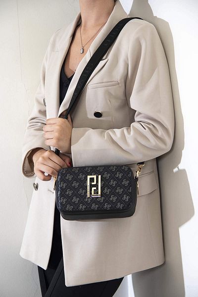 Silver Polo GEANTĂ CROSS/IMPRIMARE LOGOTEPetentă crossbody Polo argintie, NEAGRĂ, PLATINUM