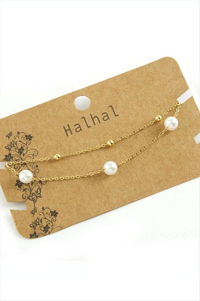 LiderGlobal Pearl Luxury Steel Anklet
