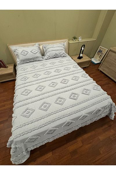 BlueMaison Boutique Chenille Oversized Bedspread Palace Gray