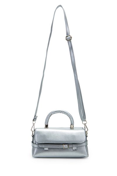Kukura Belt Detailed Faux Leather Women's Crossbody Bag Nora Silver