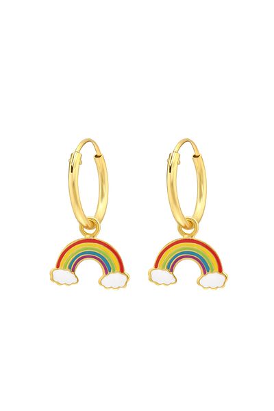 Sophia Collection Children's earrings 925 silver plated with 24k gold, classic Rainbow pattern