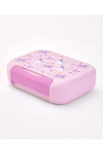 Babyhug Babyhug Lunch Box, Unicorn Theme, Leak-Resistant, 1200 mL, 22.6 x 17.6 x 7 cm - Pink