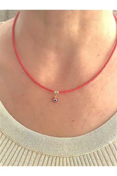 Quella Takı Lake Coating Mini Evil Eye Top Colorful Necklaces