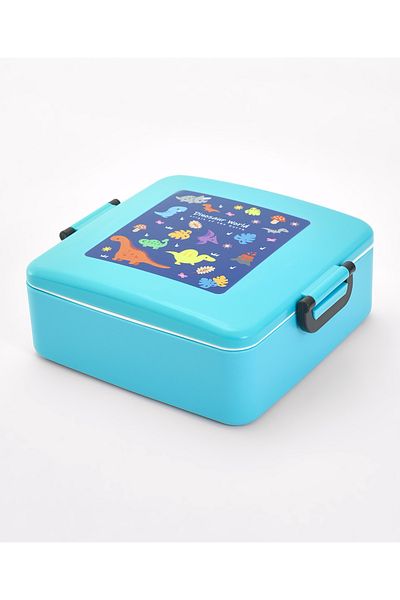 Babyhug Babyhug Lunch Box Set, Dinosaur Theme, Leak-Resistant, 1300 mL, 20.5 x 18.5 x 7.5 cm - Blue