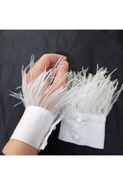 Qrsln Anjali Feather Detailed Detachable Cuff Bracelet White