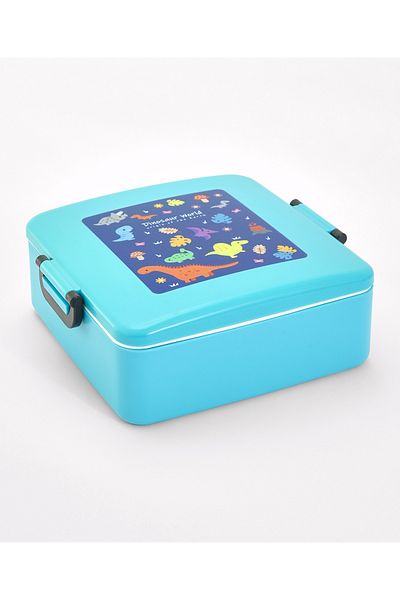 Babyhug Babyhug Lunch Box Set, Dinosaur Theme, Leak-Resistant, 1300 mL, 20.5 x 18.5 x 7.5 cm - Blue