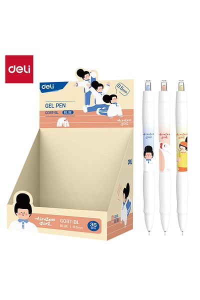 Deli قلم جل EG08T-BL 0.5 مم حبر أزرق 36 قطعة - مثالي للكتابة السلسة والإمساك الناعم