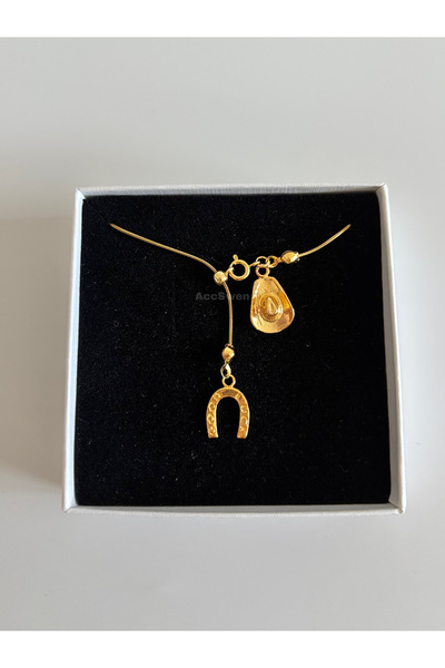 acc swen Kovboy şapkalı at nalı şans kolyesi çelik