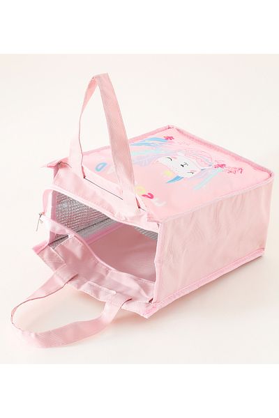 Fab N Funky Meowmaid Themed Lunchbag, Lightweight, Spacious, Travel-Friendly, 4 Years+, 23 x 14 x 28 cm - Pink
