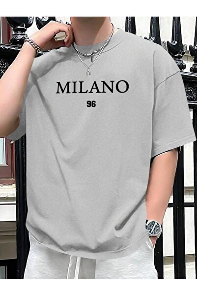 MOONBULL تي شيرت ميلانو 96 مطبوع كبير الحجم للرجال