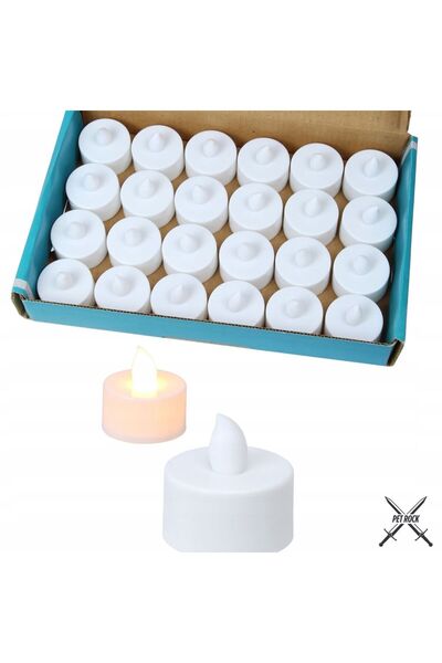Pet Rock Led Mum Mum Tealight Mum Led Işıklı Dumansız Pilli Led Mum 12 Adet