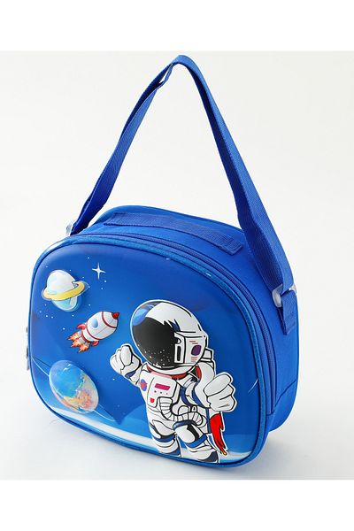 Fab N Funky Space Themed Lunchbag, Durable, Lightweight, Vibrant, 3 Years+, 26 x 8 x 23 cm - Blue