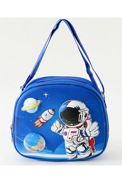 Fab N Funky Space Themed Lunchbag, Durable, Lightweight, Vibrant, 3 Years+, 26 x 8 x 23 cm - Blue