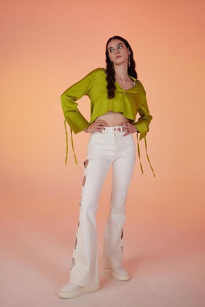 Markano Cutout Jean Trousers White