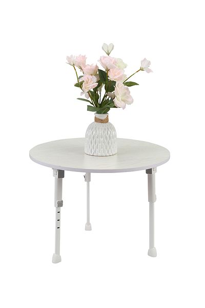 Lawazim Round Foldable Table 50CM – Adjustable Height 27–36CM Small Portable Space-Saving Desk